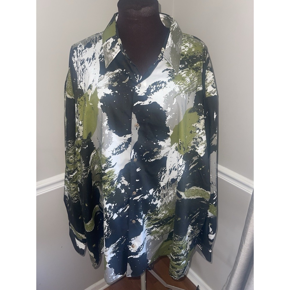 Von Dutch Originals Abstract Camo Mens Big & Tall 4XL Button Down Shirt Stretch